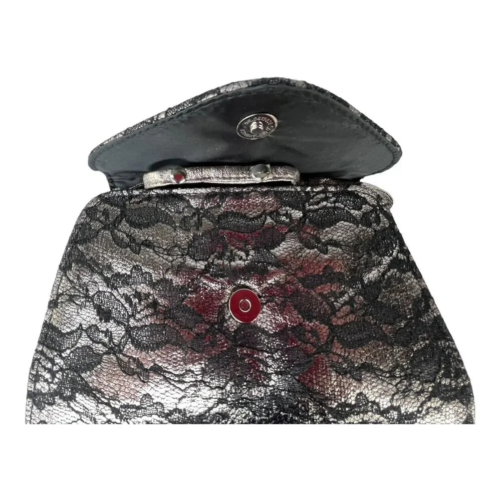 Neiman Marcus Black Lace Metallic Sheen‎ Evening Bag Clutch NWOT ~ 7” x 10”